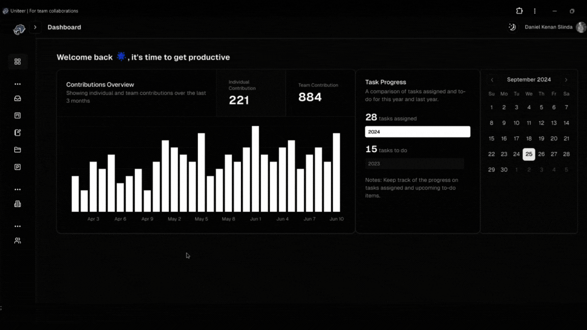 Uniteer dashboard demo
