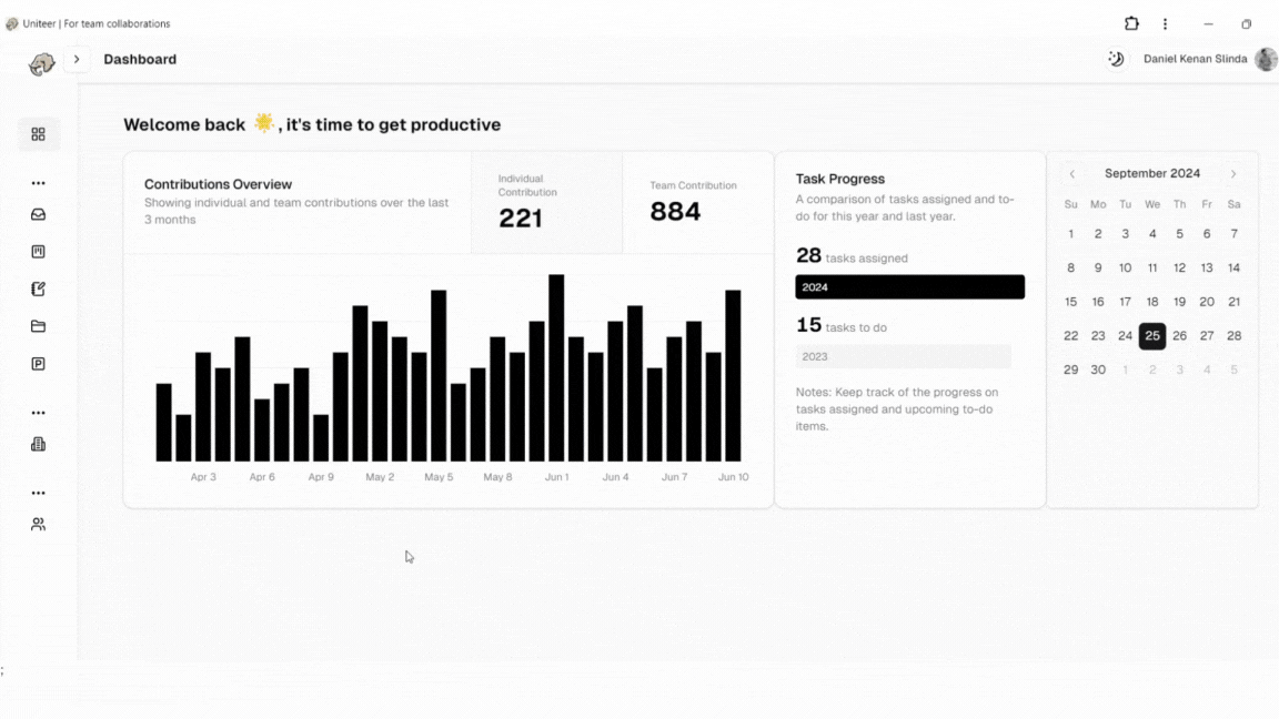 Uniteer dashboard demo